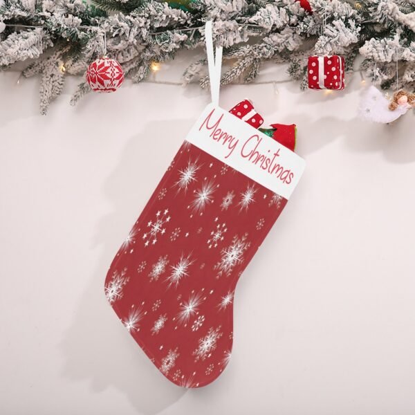 Christmas Stocking – Holiday Sock – Red Snowflakes Christmas Stockings Christmas Decorations 2