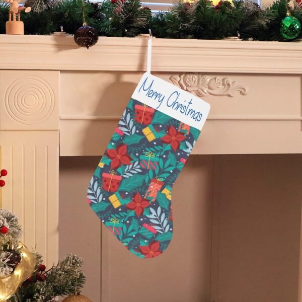 Christmas Stocking – Holiday Sock – Poinsettia Christmas Christmas Decorations 11