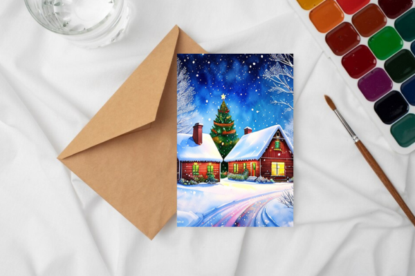 Big Christmas Tree House Christmas Holiday Greeting Cards – 5, 10 Or 25 Pack Christmas Greeting Cards cards 4