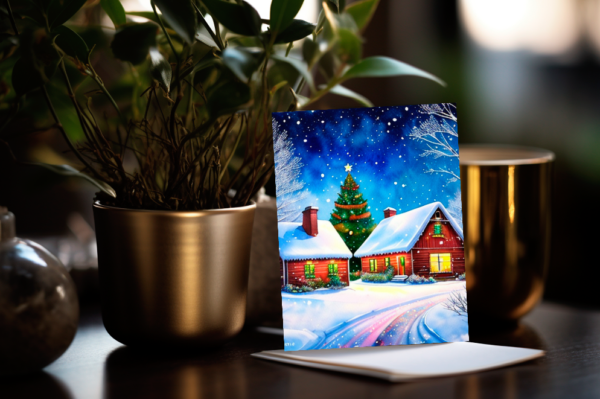 Big Christmas Tree House Christmas Holiday Greeting Cards – 5, 10 Or 25 Pack Christmas Greeting Cards cards 5