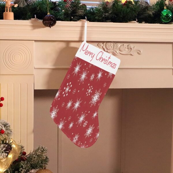 Christmas Stocking – Holiday Sock – Red Snowflakes Christmas Stockings Christmas Decorations 3