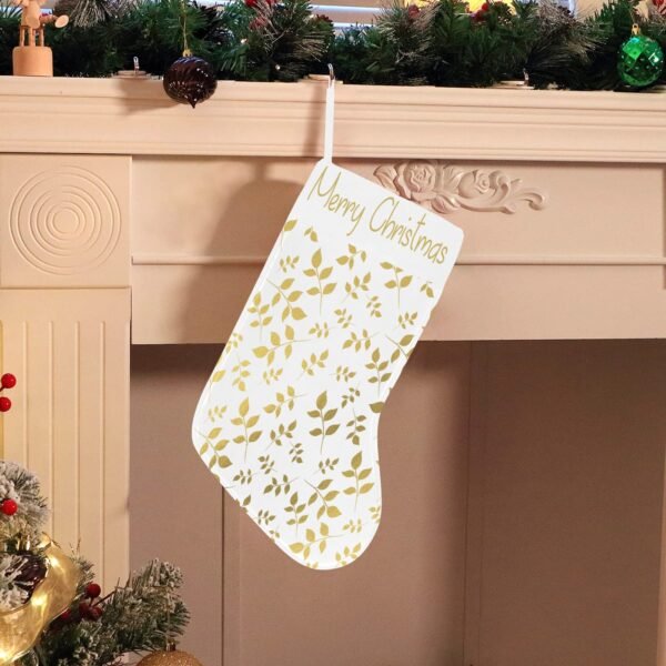 Christmas Stocking – Holiday Sock – Gold Leaves Christmas Christmas Decorations 3