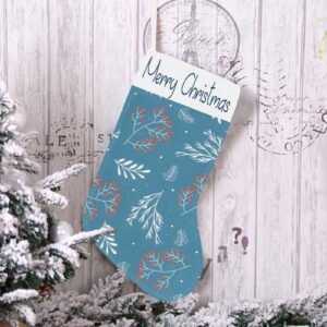 Christmas Stocking – Holiday Sock – Blue Holly Christmas Christmas Decorations