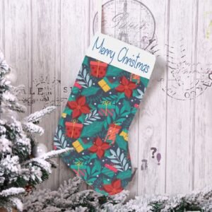 Christmas Stocking – Holiday Sock – Poinsettia Christmas Christmas Decorations