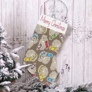 Christmas Stocking – Holiday Sock – Snowboard Bear Christmas Stockings Christmas Decorations