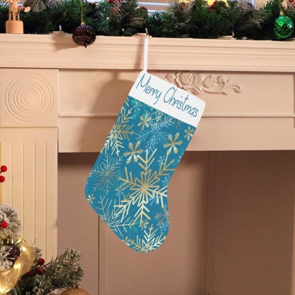 Christmas Stocking – Holiday Sock – Gold Snowflakes Christmas Stockings Christmas Decorations 3