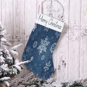 Christmas Stocking – Holiday Sock – Blue Snowflakes Christmas Stockings Christmas Decorations