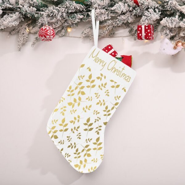 Christmas Stocking – Holiday Sock – Gold Leaves Christmas Christmas Decorations 2