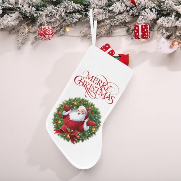 Christmas Stocking – Holiday Sock – Santa Wreath Christmas Christmas Decorations 2