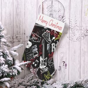 Christmas Stocking – Holiday Sock – Rock Star Christmas Christmas Decorations