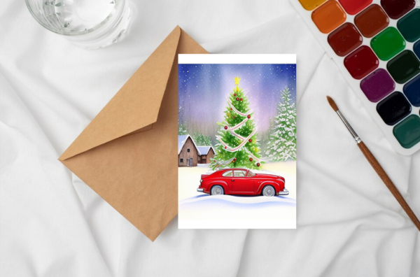 Winter Ride Christmas Holiday Greeting Cards – 5, 10 Or 25 Pack Christmas Greeting Cards cards