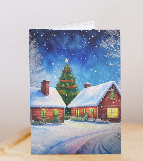 Big Christmas Tree House Christmas Holiday Greeting Cards – 5, 10 Or 25 Pack Christmas Greeting Cards cards 3