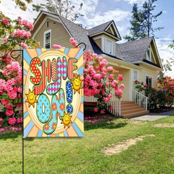 Linen Garden Flag – Spring and Summer Banner – Shine On 12×18 Garden Banner Flags Decorative Yard 7