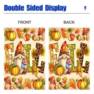 Fall Garden Flag Banner – Gnome Cupcake 12×18 Linen Garden Flag Garden Banner Flags Autumn Garden Flag 2