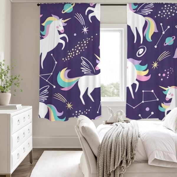 Purple Unicorns – Large Window Curtains – Blackout Drapes 52×63 52x63 Curtains bedroom curtains