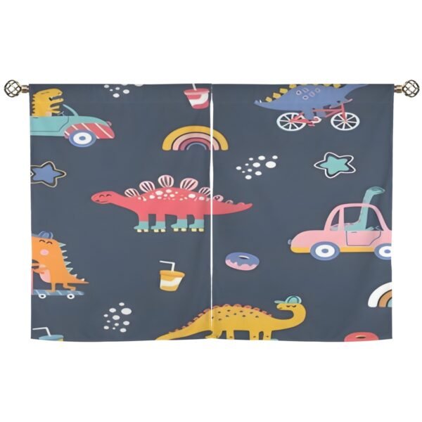 Dinosaur Donuts – Window Curtains – Blackout Window Drapes 28×40 28x40 Curtains bedroom curtains 6