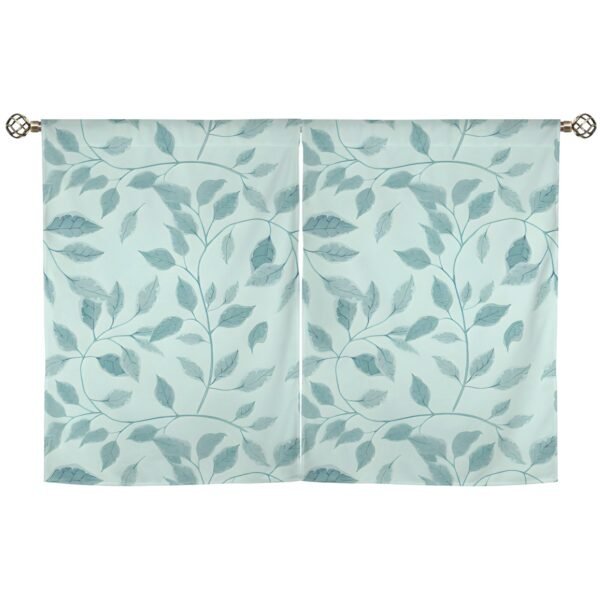 Teal Leaves – Window Curtains – Blackout Window Drapes 28×40 28x40 Curtains bedroom curtains 6