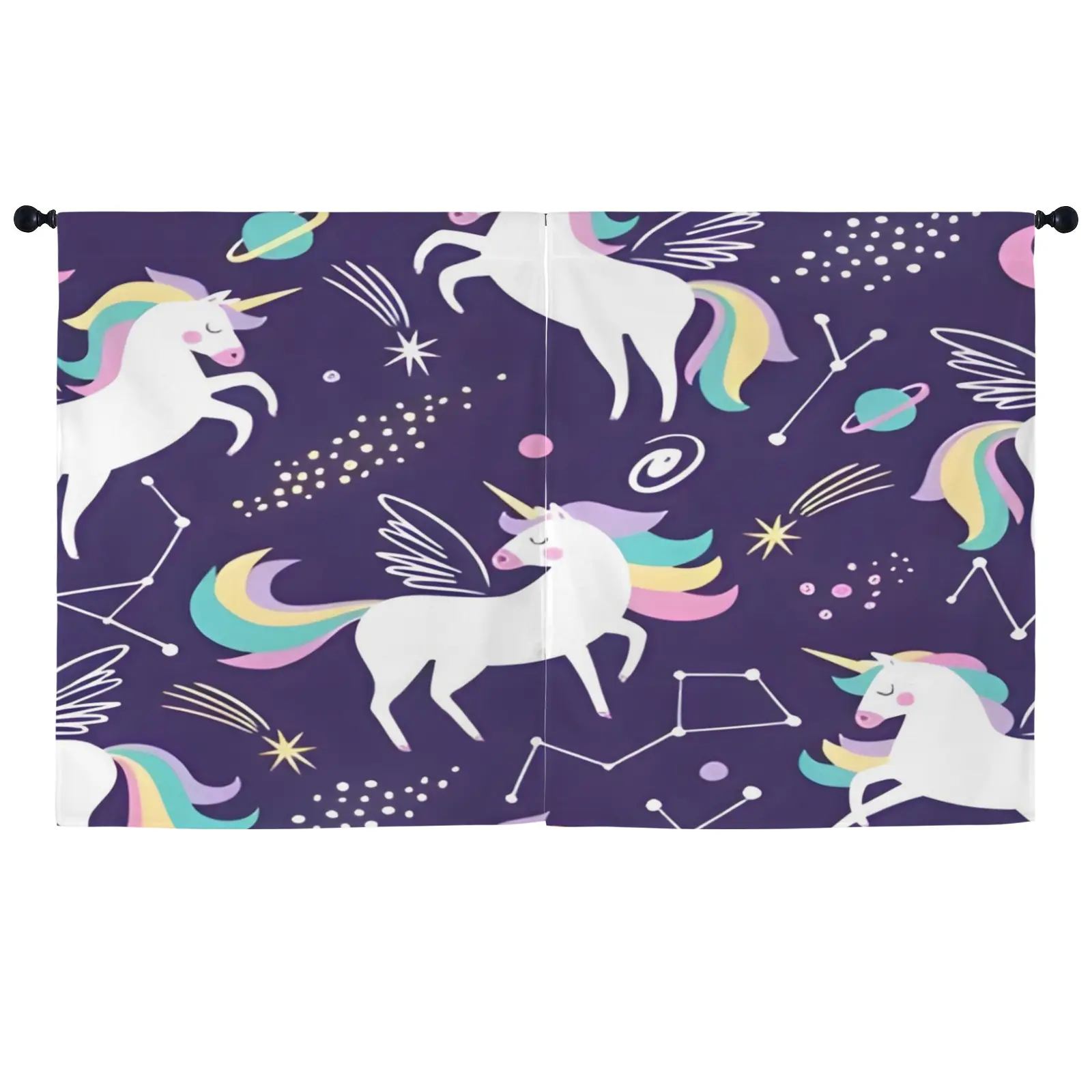 Purple Unicorns – Large Window Curtains – Blackout Drapes 52×63 52x63 Curtains bedroom curtains 5