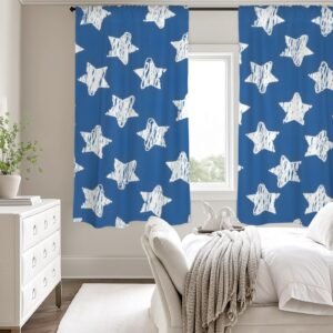 Blue Stars – Large Window Curtains – Blackout Drapes 52×63 52x63 Curtains bedroom curtains