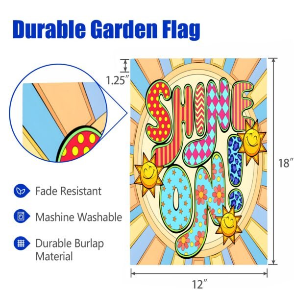 Linen Garden Flag – Spring and Summer Banner – Shine On 12×18 Garden Banner Flags Decorative Yard 6