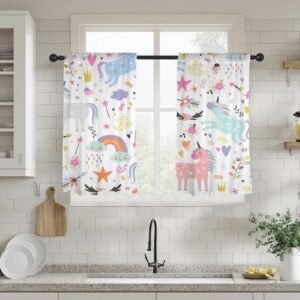 Pastel Unicorns – Window Curtains – Blackout Window Drapes 28×40 28x40 Curtains bedroom curtains