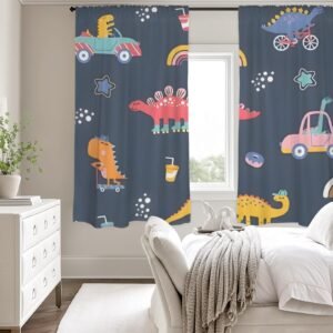 Dinosaur Donuts – Large Window Curtains – Blackout Drapes 52×63 52x63 Curtains bedroom curtains