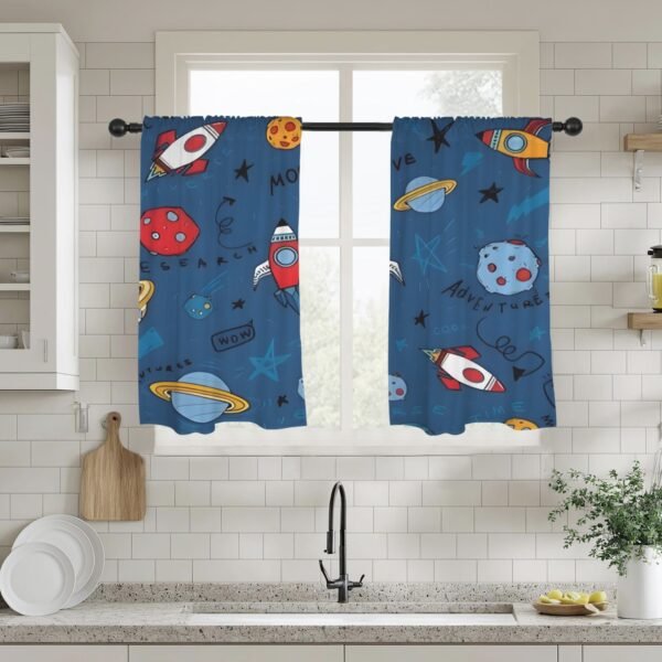 Space Rocket – Window Curtains – Blackout Window Drapes 28×40 28x40 Curtains bedroom curtains