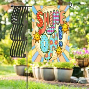 Linen Garden Flag – Spring and Summer Banner – Shine On 12×18 Garden Banner Flags Decorative Yard 2