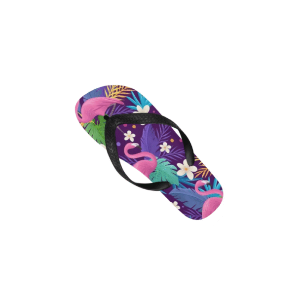Unisex Flip Flops – Summer Beach Sandals – Purple Flamingos Flip Flops Beach footwear 5
