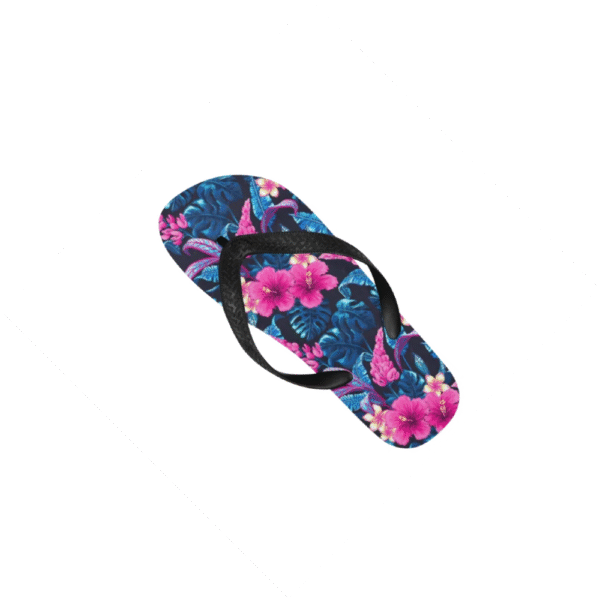 Unisex Flip Flops – Summer Beach Sandals – Fuchsia Foliage Flip Flops Beach footwear 5