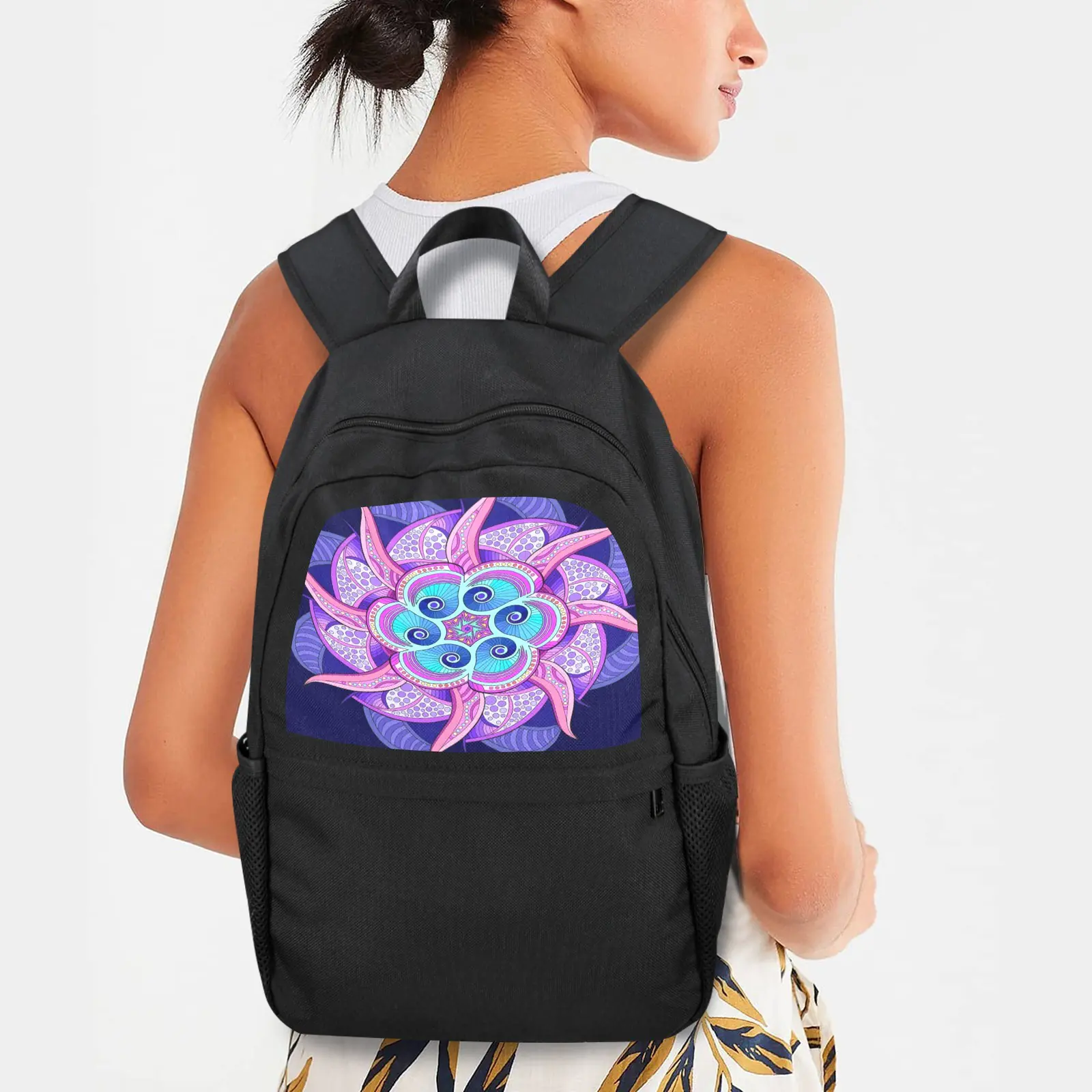 Back to School Backpack for Teens, College, Office – Laptop Compartment – Pastel Fractal Casual Backpack Bags/Backpacks back to school backpack 3