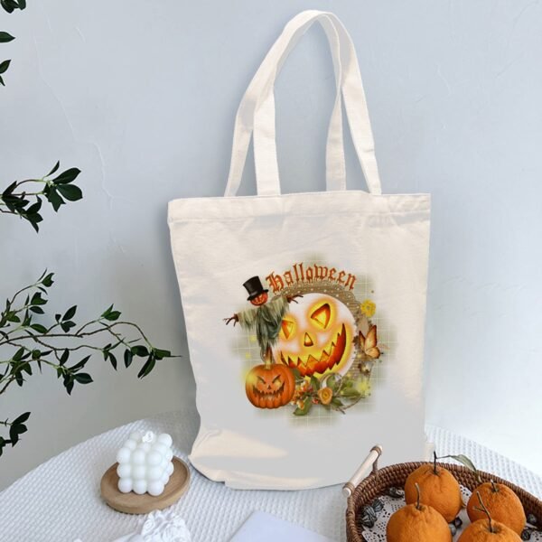 Halloween Tote Bag – Reusable Washable Cotton Jack Bag Tote Bags boo halloween tote 4