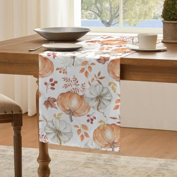 Peach Pumpkins | Thanksgiving Table Runner 48×13 – 100% Polyester, Rustic Fall Harvest Dining Decor, Machine Washable Holiday Table Decoration Gifts/Party/Celebration 48x13 table runner 6