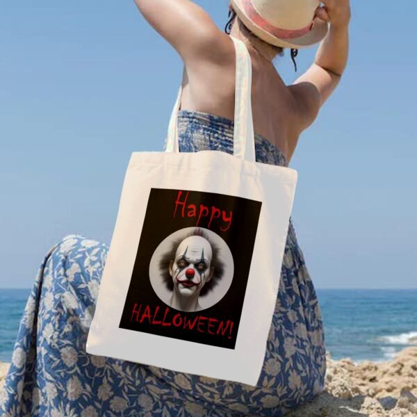 Halloween Tote Bag – Reusable Washable Cotton Clown Bag Tote Bags boo halloween tote 6