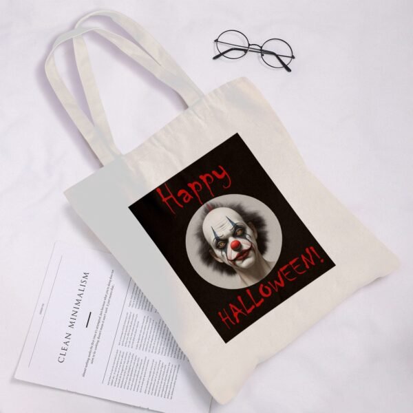 Halloween Tote Bag – Reusable Washable Cotton Clown Bag Tote Bags boo halloween tote 3