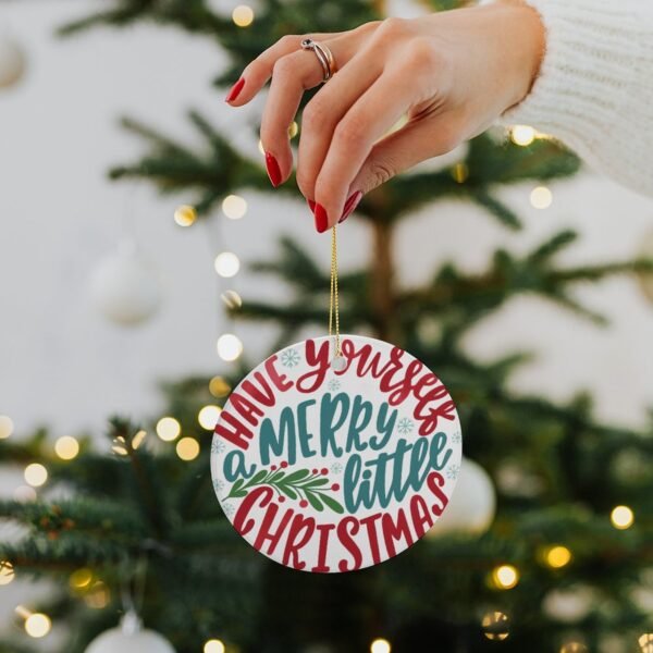 Merry Little – Ceramic Christmas Ornament Circle 3×3 Ornaments Ceramic Holiday Keepsake 3