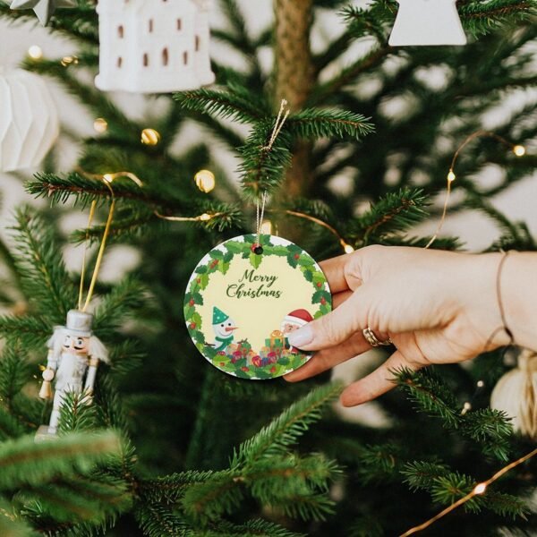 Santa Frosty – Ceramic Christmas Ornament Circle 3×3 Ornaments Ceramic Holiday Keepsake 5