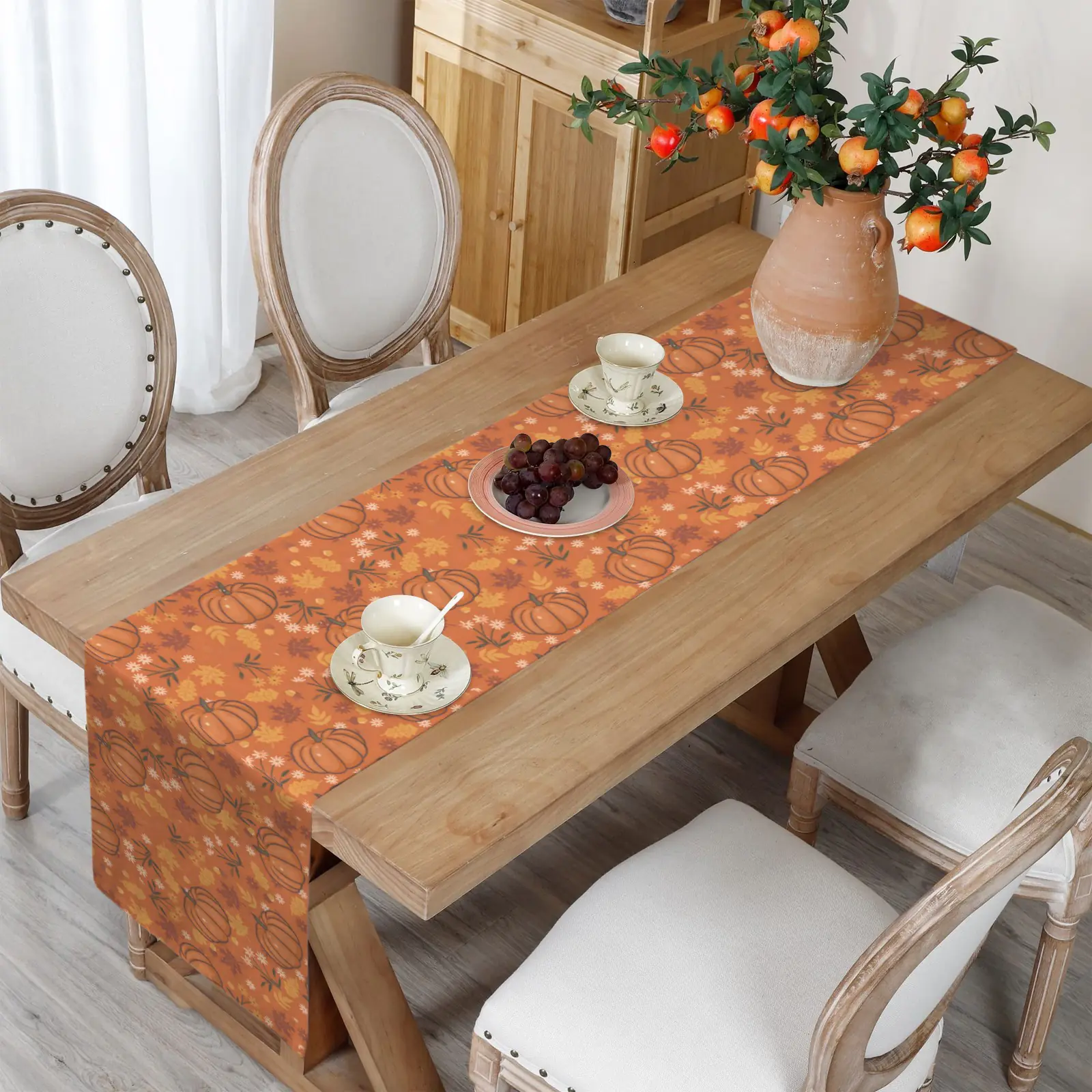 Pumpkin Puree | Thanksgiving Table Runner 72×13 – 100% Polyester, Rustic Fall Harvest Dining Decor, Machine Washable Holiday Table Decoration Gifts/Party/Celebration 72x13 table runner 5