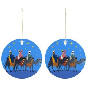 Wise Men – Ceramic Christmas Ornament Circle 3×3 Ornaments Ceramic Holiday Keepsake