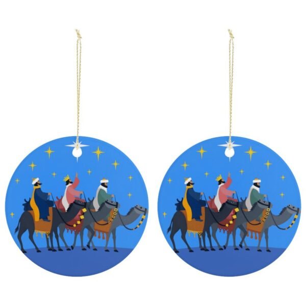 Wise Men – Ceramic Christmas Ornament Circle 3×3 Ornaments Ceramic Holiday Keepsake 8