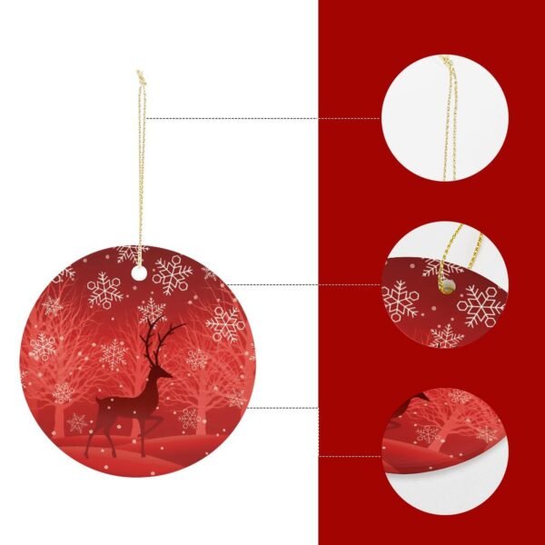 Red Deer – Ceramic Christmas Ornament Circle 3×3 Ornaments Ceramic Holiday Keepsake 2