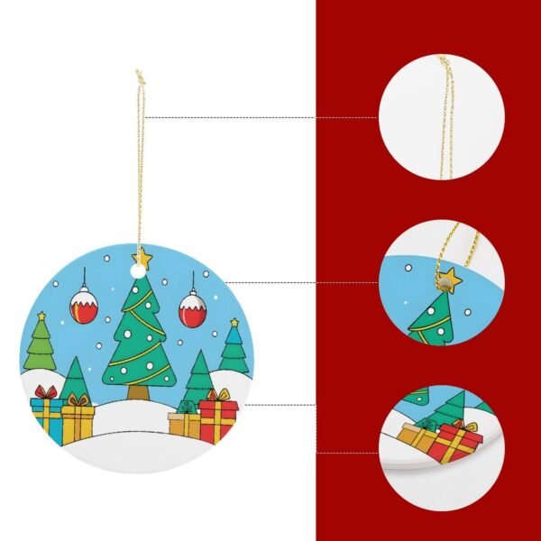 Green Tree – Ceramic Christmas Ornament Circle 3×3 Ornaments Ceramic Holiday Keepsake 2