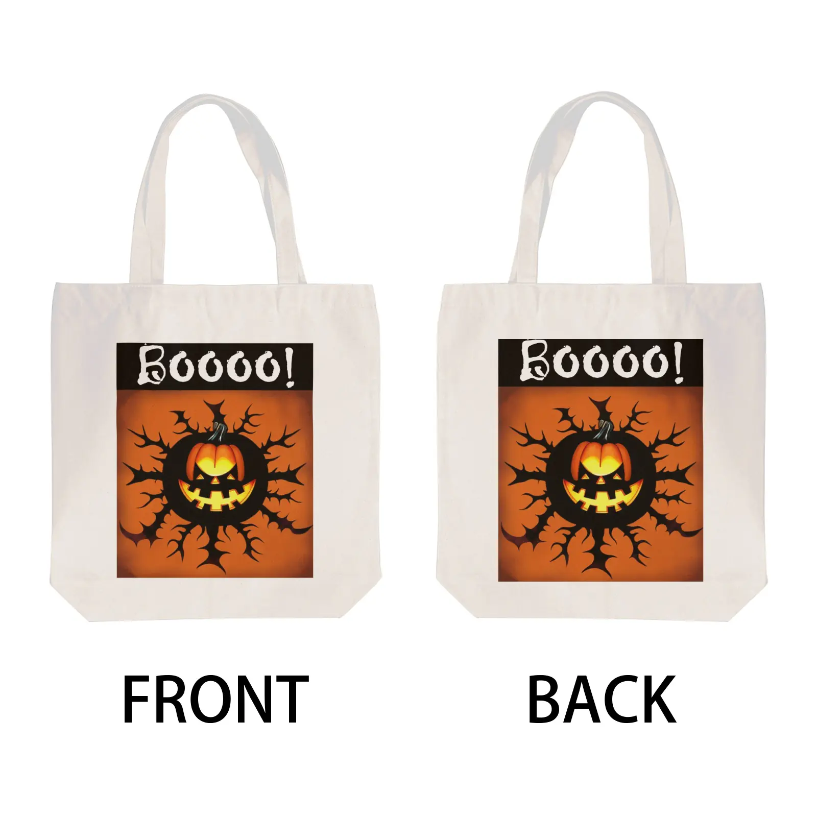 Halloween Tote Bag – Reusable Washable Cotton Boo Bag Tote Bags boo halloween tote 6