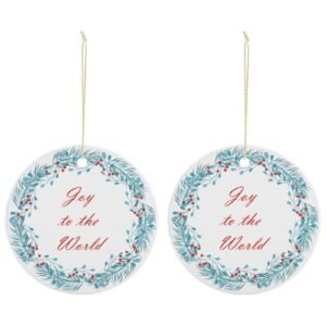 Joy – Ceramic Christmas Ornament Circle 3×3 Ornaments Ceramic Holiday Keepsake 2