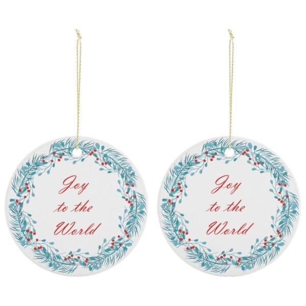 Joy – Ceramic Christmas Ornament Circle 3×3 Ornaments Ceramic Holiday Keepsake 7