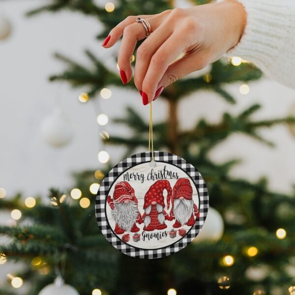 Gnomies – Ceramic Christmas Ornament Circle 3×3 Ornaments Ceramic Holiday Keepsake 7