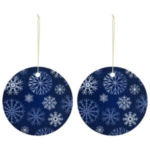 Blue Snow – Ceramic Christmas Ornament Circle 3×3 Ornaments Ceramic Holiday Keepsake