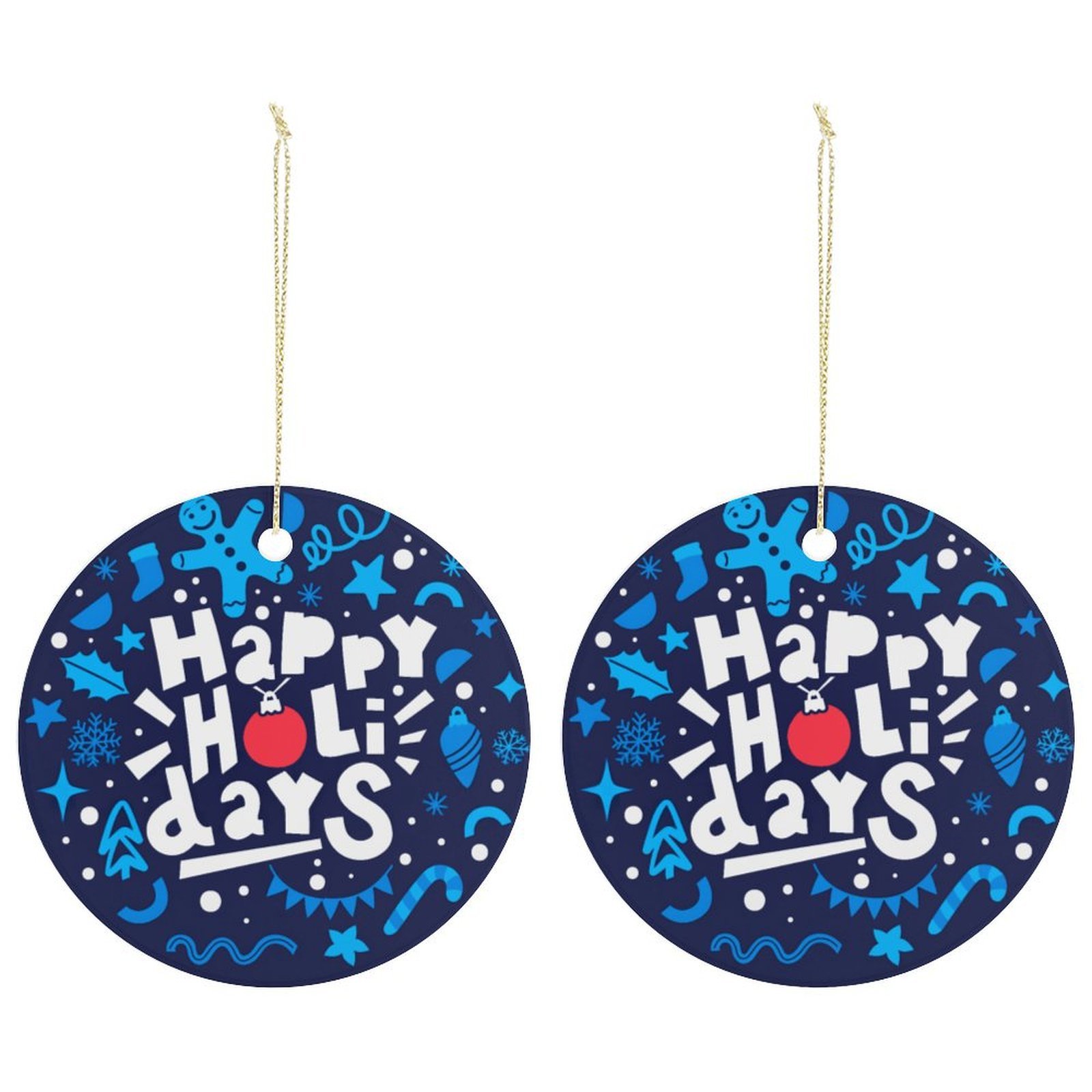 Joy – Ceramic Christmas Ornament Circle 3×3 Ornaments Ceramic Holiday Keepsake
