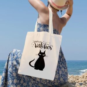 Halloween Tote Bag – Reusable Washable Cotton What’s Up Bag Tote Bags boo halloween tote