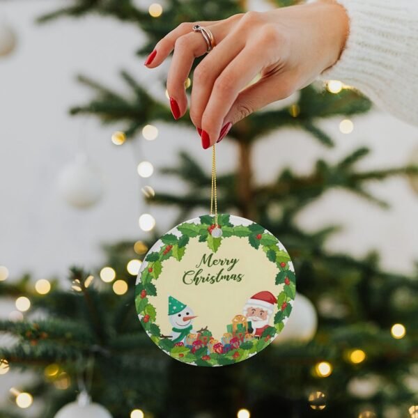 Santa Frosty – Ceramic Christmas Ornament Circle 3×3 Ornaments Ceramic Holiday Keepsake 3